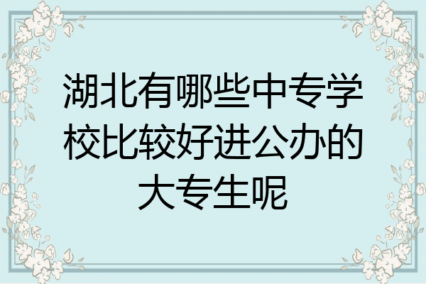 湖北有哪些中专学校比较好进公办的大专生呢