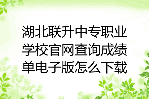 湖北联升中专职业学校官网查询成绩单电子版怎么下载