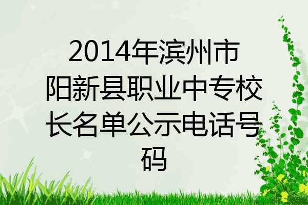 2014年滨州市阳新县职业中专校长名单公示电话号码