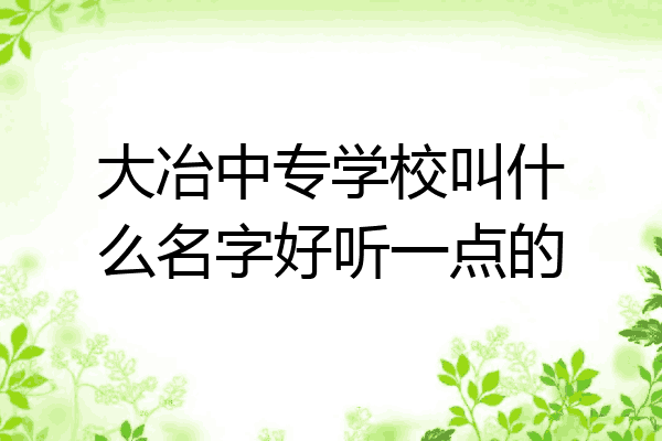 大冶中专学校叫什么名字好听一点的