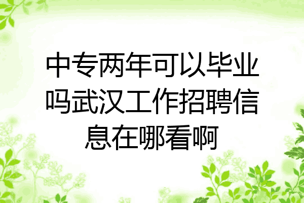 中专两年可以毕业吗武汉工作招聘信息在哪看啊