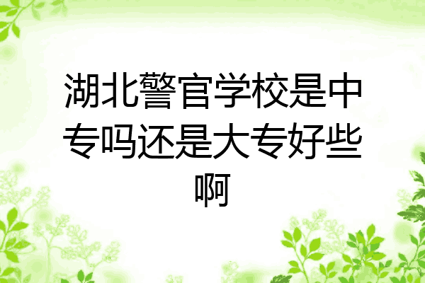 湖北警官学校是中专吗还是大专好些啊