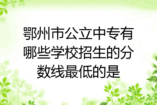 鄂州市公立中专有哪些学校招生的分数线最低的是