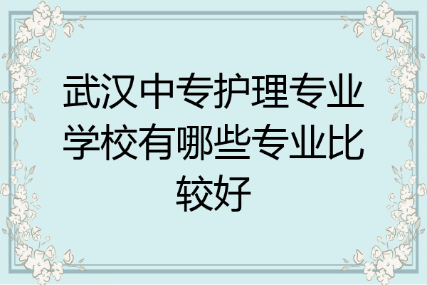 武汉中专护理专业学校有哪些专业比较好