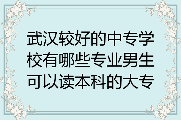 武汉较好的中专学校有哪些专业男生可以读本科的大专