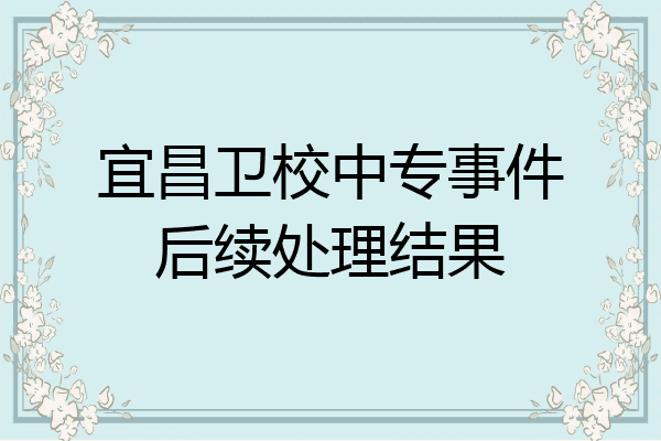 宜昌卫校中专事件后续处理结果