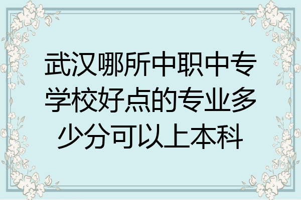 武汉哪所中职中专学校好点的专业多少分可以上本科