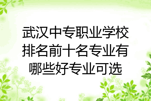武汉中专职业学校排名前十名专业有哪些好专业可选