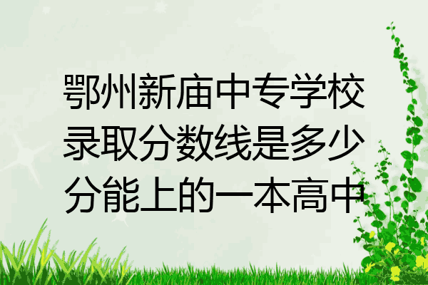 鄂州新庙中专学校录取分数线是多少分能上的一本高中