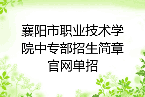 襄阳市职业技术学院中专部招生简章官网单招