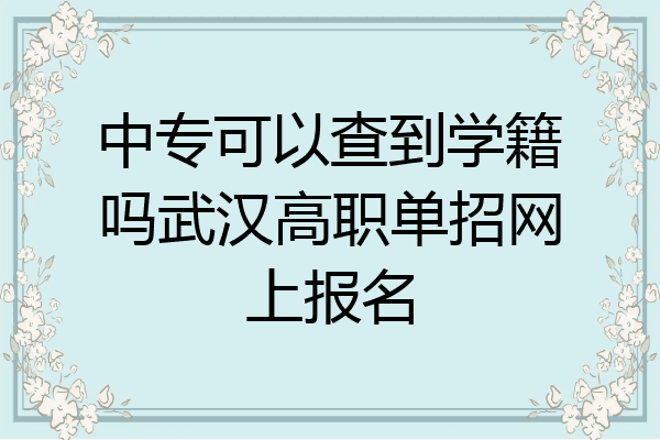 中专可以查到学籍吗武汉高职单招网上报名