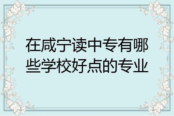 在咸宁读中专有哪些学校好点的专业