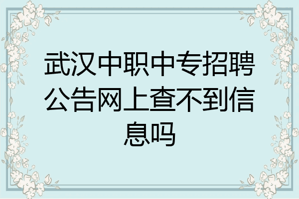 武汉中职中专招聘公告网上查不到信息吗