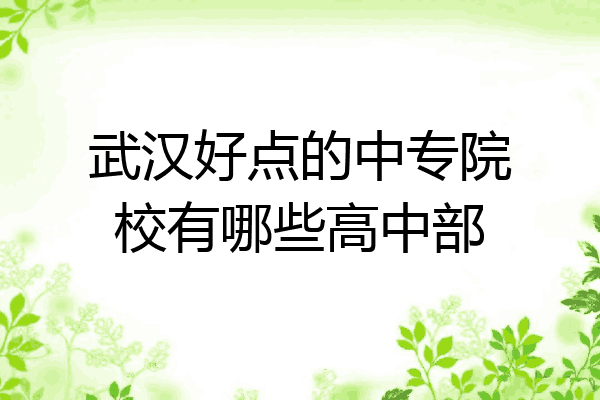 武汉好点的中专院校有哪些高中部