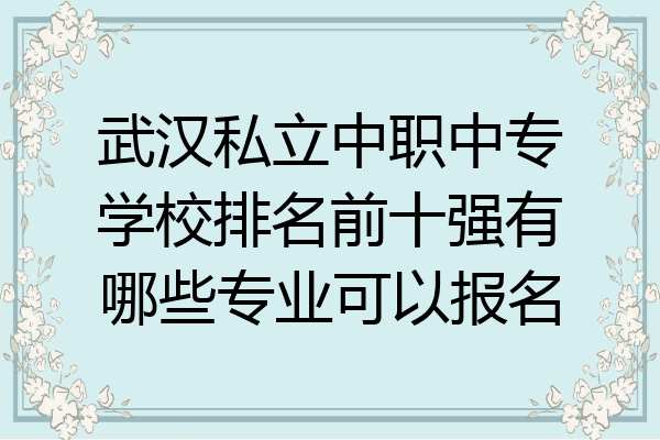 武汉私立中职中专学校排名前十强有哪些专业可以报名