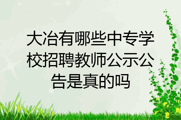 大冶有哪些中专学校招聘教师公示公告是真的吗