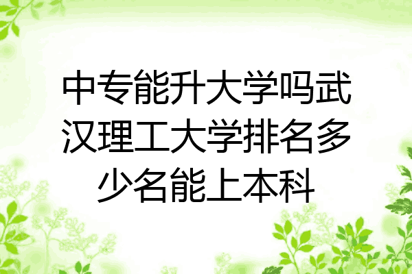 中专能升大学吗武汉理工大学排名多少名能上本科