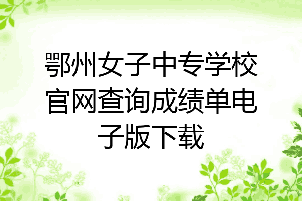 鄂州女子中专学校官网查询成绩单电子版下载