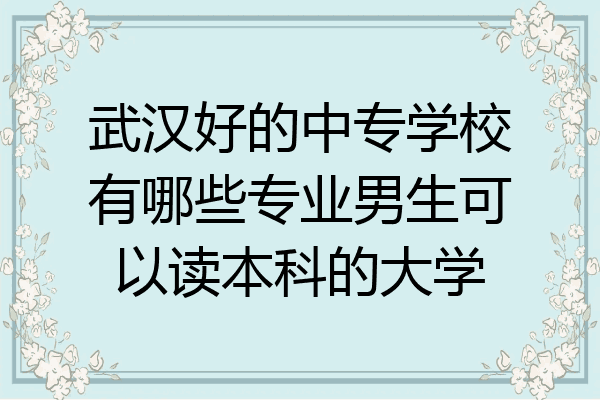 武汉好的中专学校有哪些专业男生可以读本科的大学