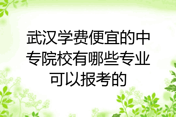 武汉学费便宜的中专院校有哪些专业可以报考的