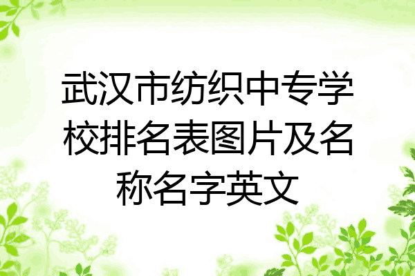 武汉市纺织中专学校排名表图片及名称名字英文