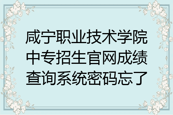 咸宁职业技术学院中专招生官网成绩查询系统密码忘了