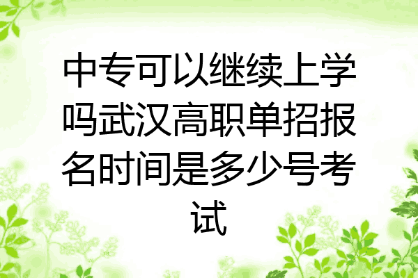 中专可以继续上学吗武汉高职单招报名时间是多少号考试