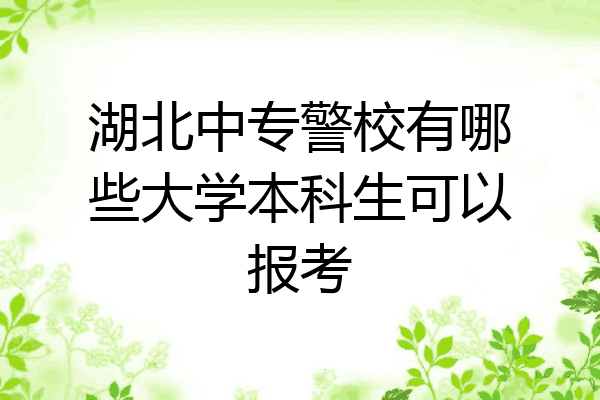 湖北中专警校有哪些大学本科生可以报考