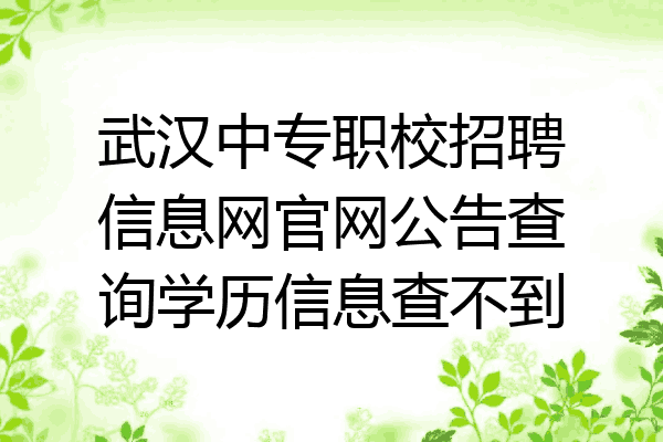 武汉中专职校招聘信息网官网公告查询学历信息查不到