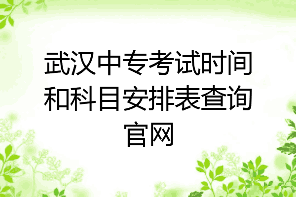 武汉中专考试时间和科目安排表查询官网