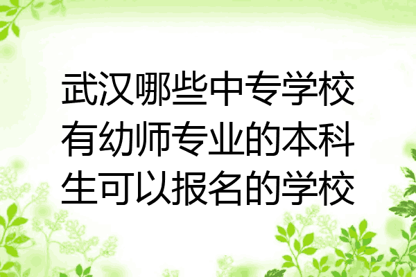 武汉哪些中专学校有幼师专业的本科生可以报名的学校