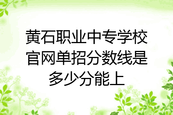黄石职业中专学校官网单招分数线是多少分能上
