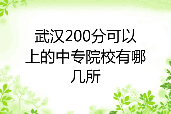 武汉200分可以上的中专院校有哪几所