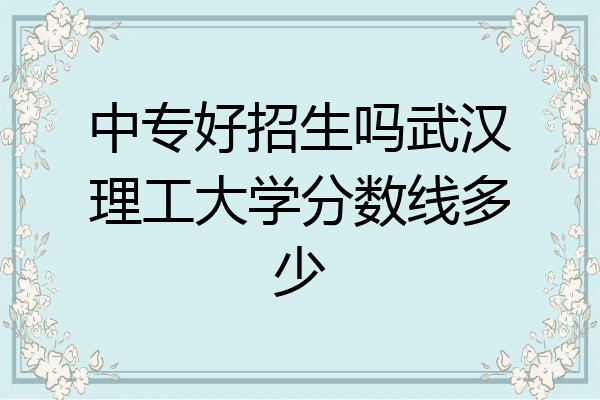 中专好招生吗武汉理工大学分数线多少