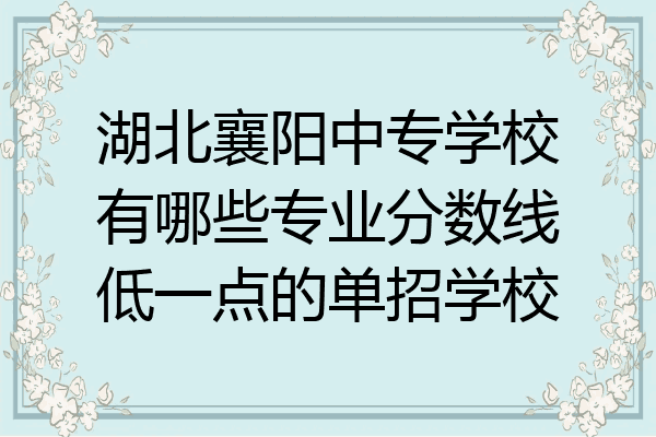 湖北襄阳中专学校有哪些专业分数线低一点的单招学校