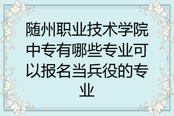 随州职业技术学院中专有哪些专业可以报名当兵役的专业