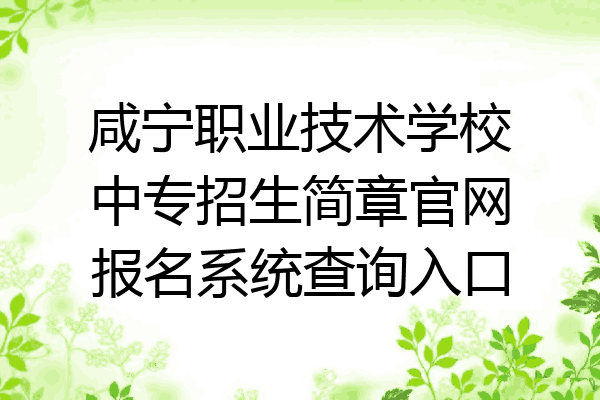 咸宁职业技术学校中专招生简章官网报名系统查询入口