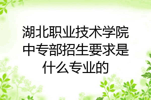 湖北职业技术学院中专部招生要求是什么专业的