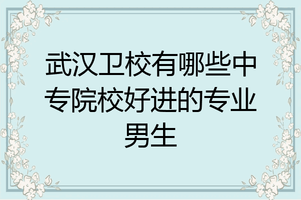 武汉卫校有哪些中专院校好进的专业男生
