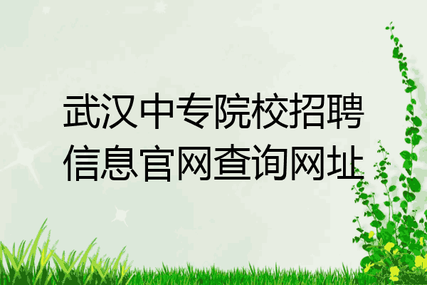 武汉中专院校招聘信息官网查询网址
