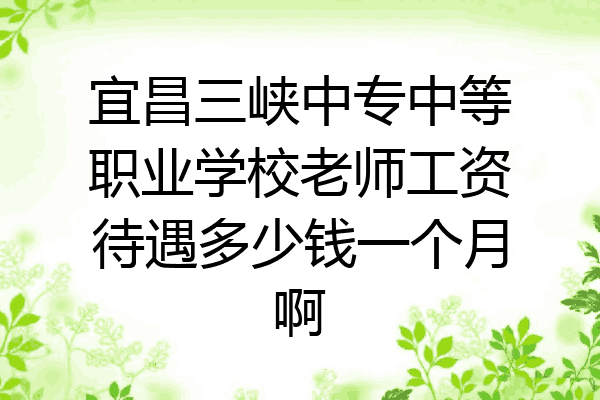 宜昌三峡中专中等职业学校老师工资待遇多少钱一个月啊