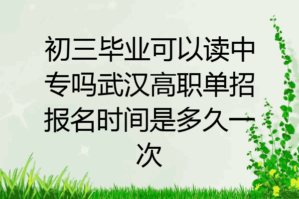 初三毕业可以读中专吗武汉高职单招报名时间是多久一次