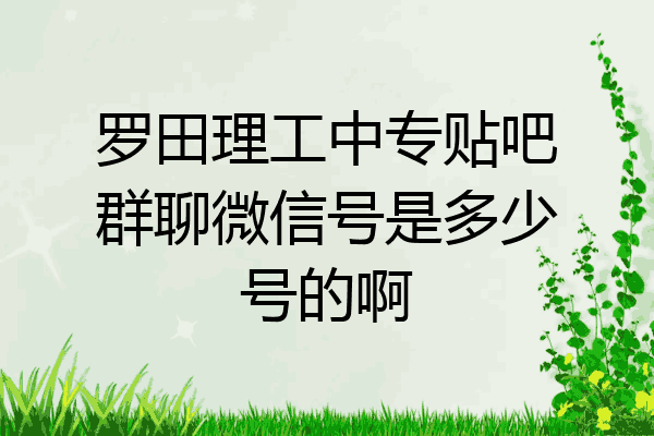 罗田理工中专贴吧群聊微信号是多少号的啊