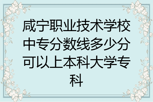 咸宁职业技术学校中专分数线多少分可以上本科大学专科