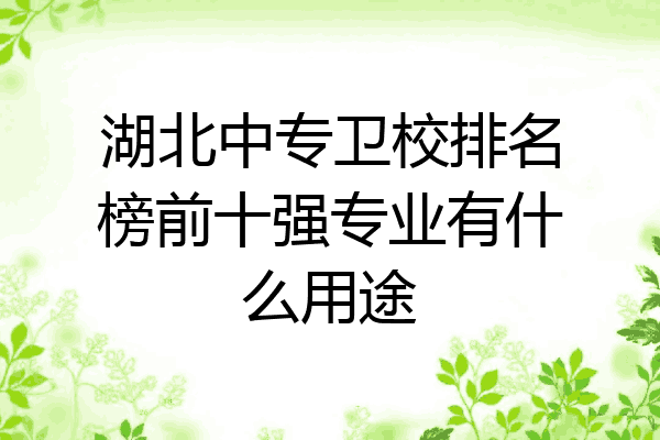 湖北中专卫校排名榜前十强专业有什么用途