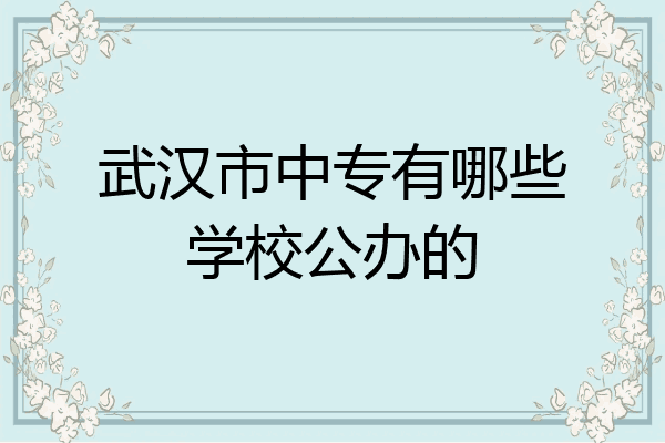 武汉市中专有哪些学校公办的