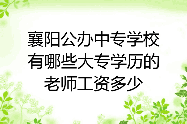 襄阳公办中专学校有哪些大专学历的老师工资多少