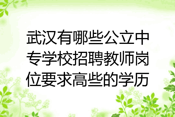 武汉有哪些公立中专学校招聘教师岗位要求高些的学历