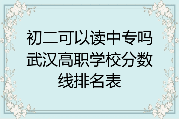 初二可以读中专吗武汉高职学校分数线排名表