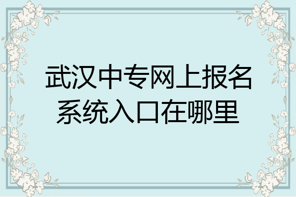 武汉中专网上报名系统入口在哪里